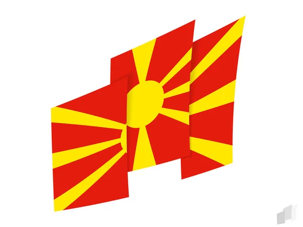 Makedonya Soyut Yırtık Bir Tasarımla Bayrak Dikti Makedonya Bayrağının Modern — Stok Vektör
