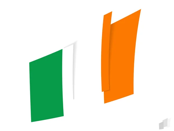 Drapeau Irlande Dans Dessin Abstrait Déchiré Design Moderne Drapeau Irlandais — Image vectorielle