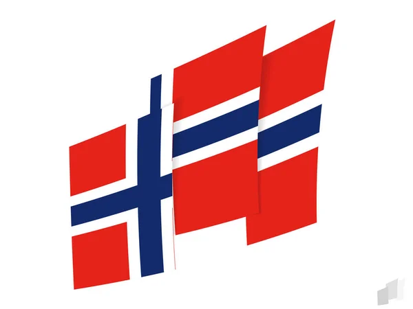 Bandeira Noruega Design Rasgado Abstrato Design Moderno Bandeira Noruega — Vetor de Stock