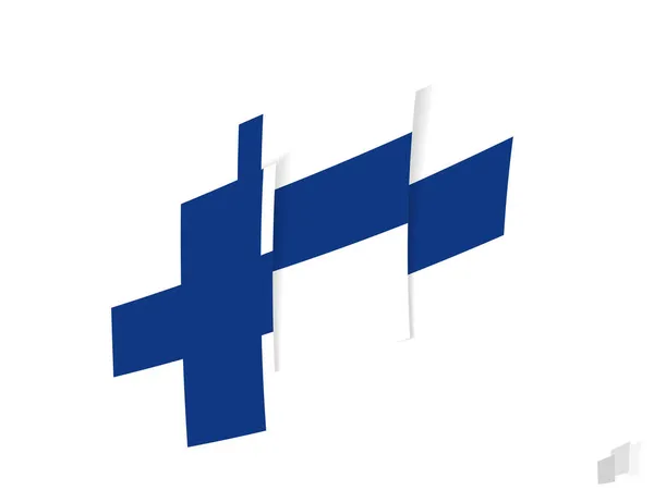 Финляндский Флаг Абстрактном Разорванном Дизайне Современный Дизайн Флага Финляндии — стоковый вектор