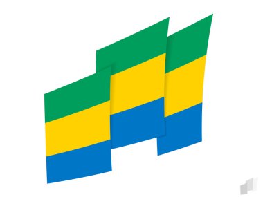 Soyut ve yırtık bir dizayn ile Gabon bayrağı. Gabon bayrağının modern tasarımı.
