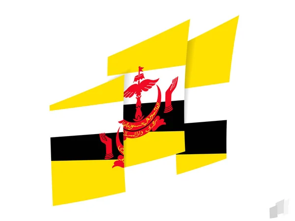 Brunei Flag Abstract Ripped Design Modern Design Brunei Flag — Stock Vector