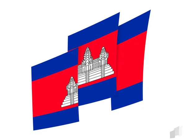柬埔寨国旗被抽象地撕破了 柬埔寨国旗的现代设计 — 图库矢量图片