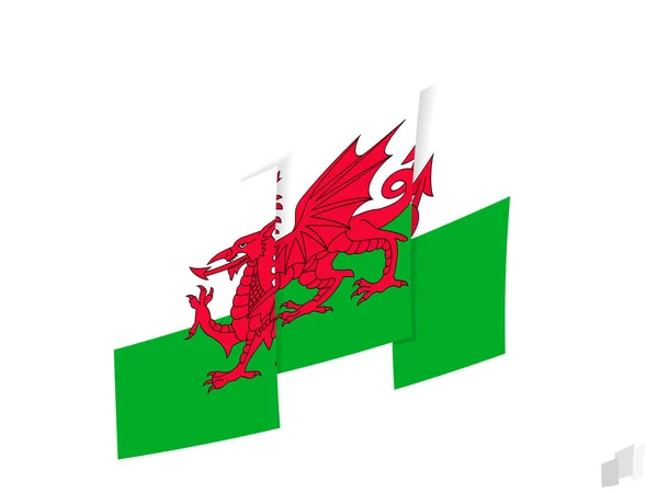 Wales Absztrakt Szakadt Külsővel Jelöli Walesi Zászló Modern Kialakítása — Stock Vector