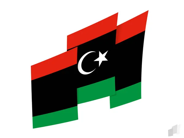 Bandera Libia Diseño Abstracto Rasgado Diseño Moderno Bandera Libia — Archivo Imágenes Vectoriales