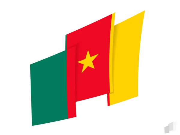 Камерунський Прапор Абстрактному Рифленому Дизайні Сучасний Дизайн Прапора Камеруну — стоковий вектор