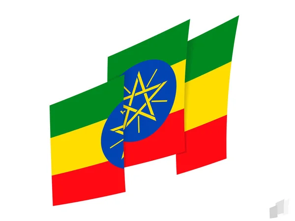 Äthiopien Flagge Abstraktem Gerissenem Design Modernes Design Der Äthiopischen Flagge — Stockvektor
