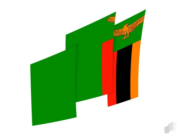 Zambia Flag Abstract Ripped Design Modern Design Zambia Flag — Stock Vector