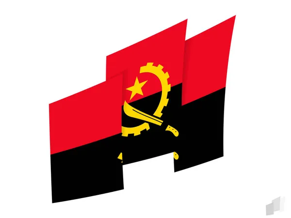 安哥拉国旗在抽象撕破的设计 安哥拉国旗的现代设计 — 图库矢量图片