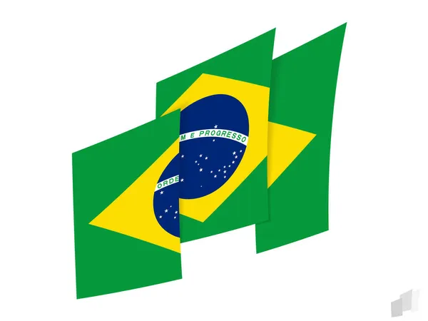 Brasilien Flagge Abstraktem Gerissenem Design Modernes Design Der Brasilien Flagge — Stockvektor