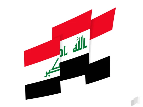 Irak Vlag Een Abstract Gescheurd Ontwerp Modern Ontwerp Van Irak — Stockvector