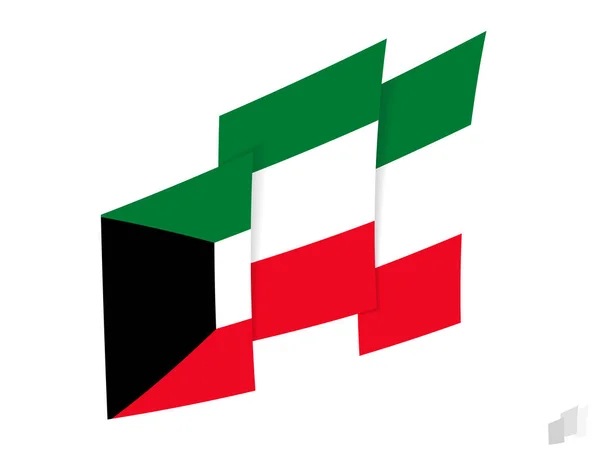 Bandiera Kuwait Disegno Astratto Strappato Design Moderno Della Bandiera Del — Vettoriale Stock