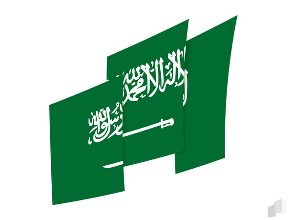 Bandera Arabia Saudita Diseño Abstracto Rasgado Diseño Moderno Bandera Arabia — Vector de stock