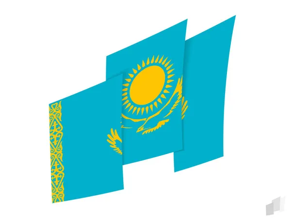 Σημαία Καζακστάν Ένα Αφηρημένο Σκισμένο Σχέδιο Μοντέρνος Σχεδιασμός Της Σημαίας — Διανυσματικό Αρχείο