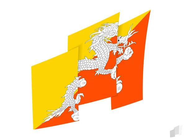 Bhútánská Vlajka Abstraktním Roztrhaném Designu Moderní Design Bhútánské Vlajky — Stockový vektor