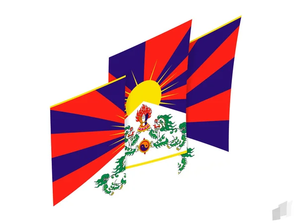 Tibet Flagge Abstraktem Gerissenem Design Modernes Design Der Tibet Flagge — Stockvektor