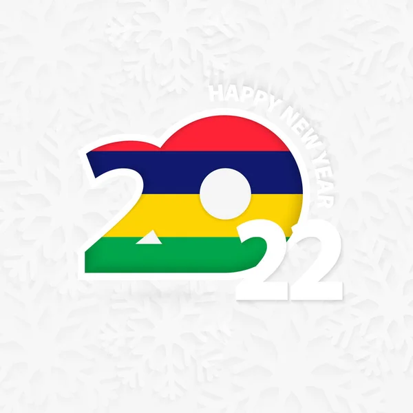 Gott Nytt 2022 För Mauritius Snöflinga Bakgrund — Stock vektor