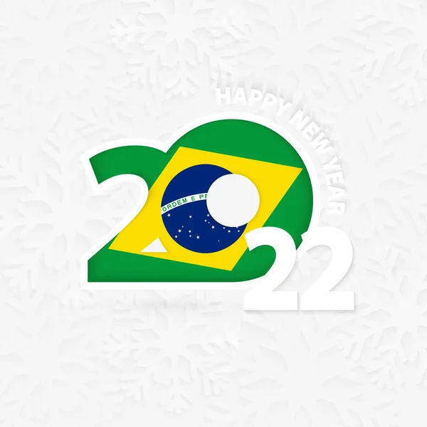 Frohes Neues Jahr 2022 Für Brasilien Auf Schneeflockenhintergrund — Stockvektor
