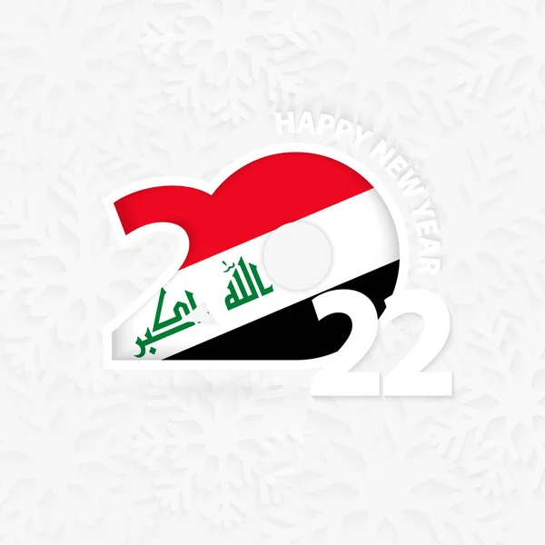 Feliz Año Nuevo 2022 Para Irak Sobre Fondo Copo Nieve — Archivo Imágenes Vectoriales