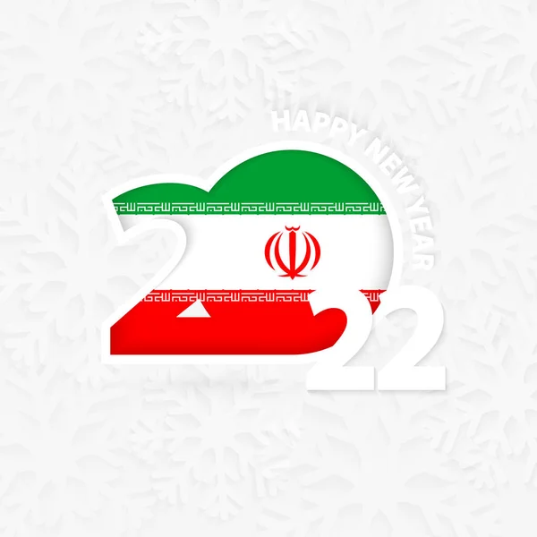 Frohes Neues Jahr 2022 Für Den Iran Auf Schneeflockenhintergrund — Stockvektor