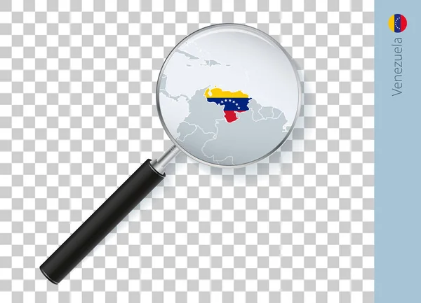 Venezuela Map Flag Magnifying Glass Transparent Background — Stock Vector