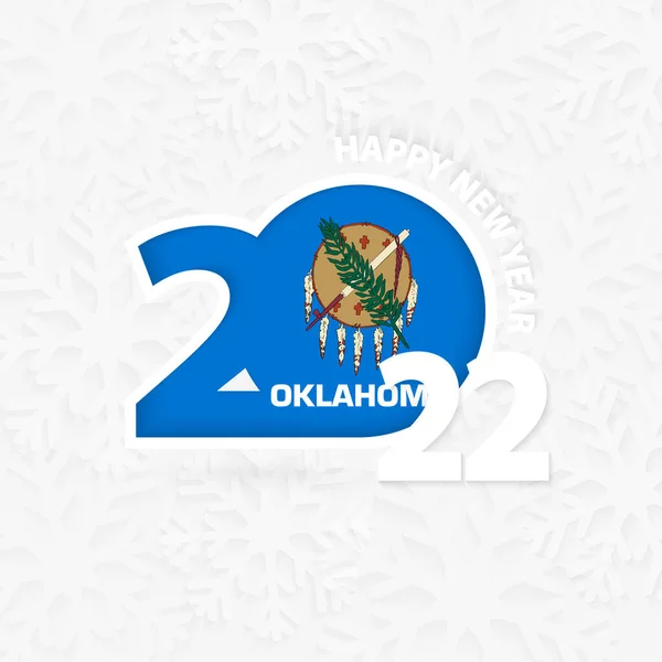 降雪背景下的俄克拉荷马州2022年新年快乐 — 图库矢量图片