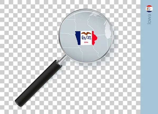 Χάρτης Αϊόβα Σημαία Μεγεθυντικό Φακό Διαφανές Φόντο — Διανυσματικό Αρχείο