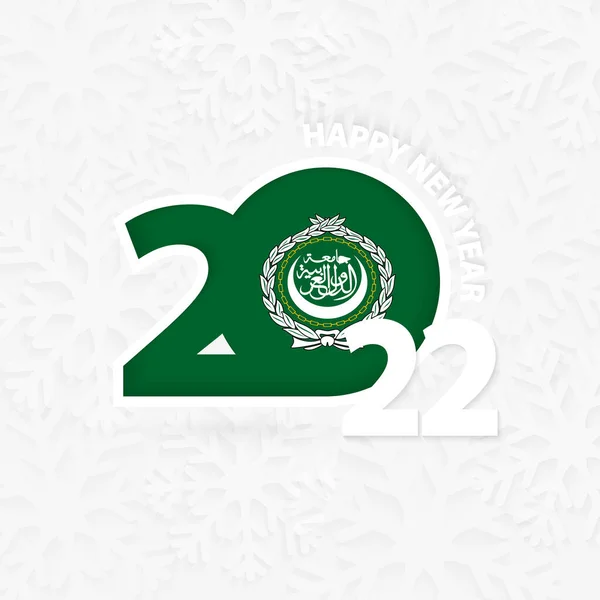 Szczęśliwego Nowego Roku 2022 Dla Ligi Arabskiej Tle Płatków Śniegu — Wektor stockowy