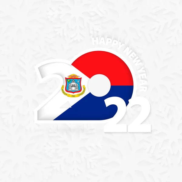 Happy New Year 2022 Sint Maarten Snowflake Background — Stock vektor