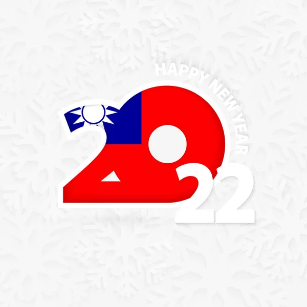 Feliz Año Nuevo 2022 Para Taiwán Sobre Fondo Copo Nieve — Vector de stock