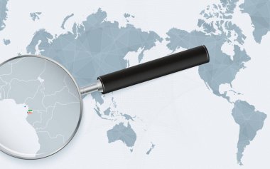 Ekvator Ginesi 'nde büyültülmüş camlı Asya haritası. Pasifik merkezli dünya haritasındaki Ekvator Ginesi haritasına odaklan.