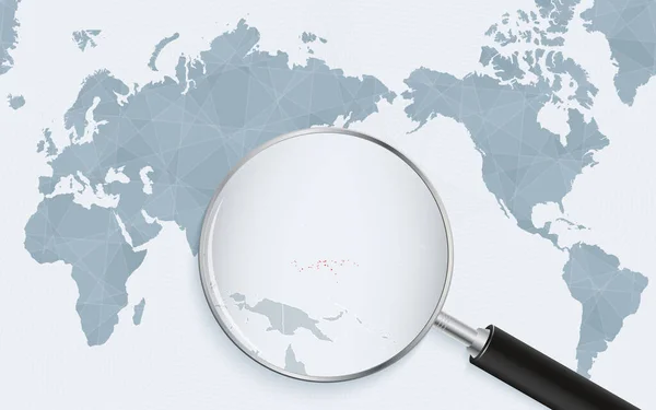 Asia Centered World Map Magnified Glass Micronesia Focus Map Micronesia — Stock vektor