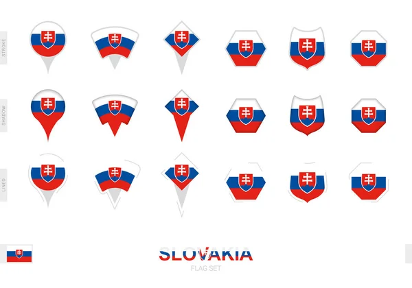 Collection Slovakia Flag Different Shapes Three Different Effects — Stock Vector