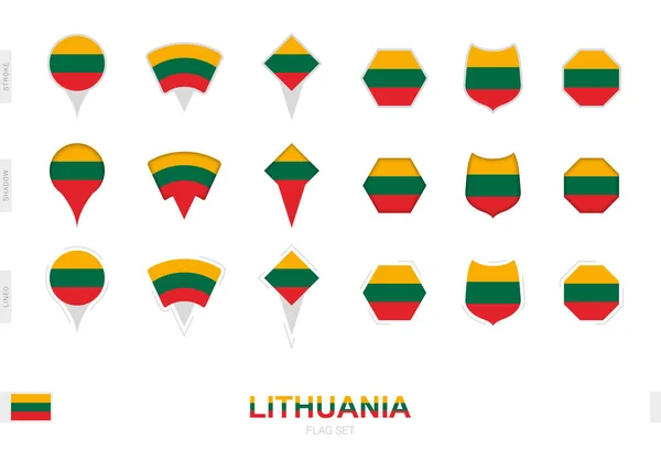 Collection Lithuania Flag Different Shapes Three Different Effects — Stock Vector