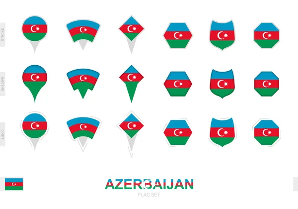 Colección Bandera Azerbaiyán Diferentes Formas Con Tres Efectos Diferentes — Vector de stock