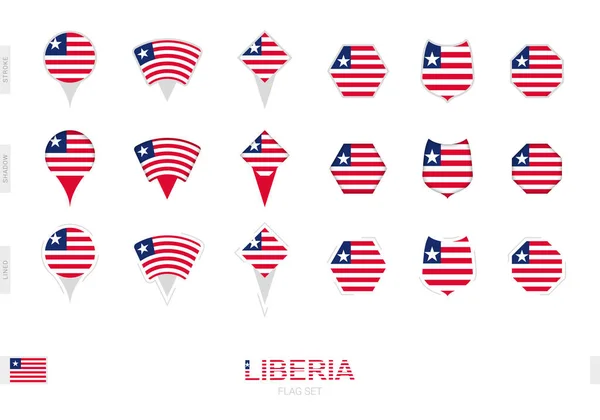 Colección Bandera Liberia Diferentes Formas Con Tres Efectos Diferentes — Vector de stock