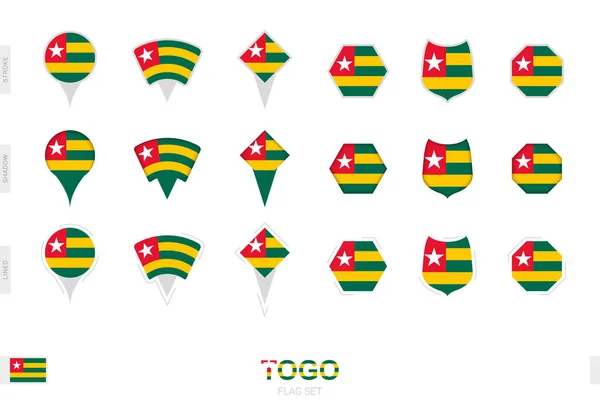 Coleção Bandeira Togo Diferentes Formas Com Três Efeitos Diferentes — Vetor de Stock