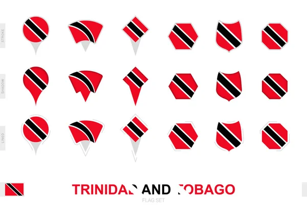 Collectie Van Trinidad Tobago Vlag Verschillende Vormen Met Drie Verschillende — Stockvector