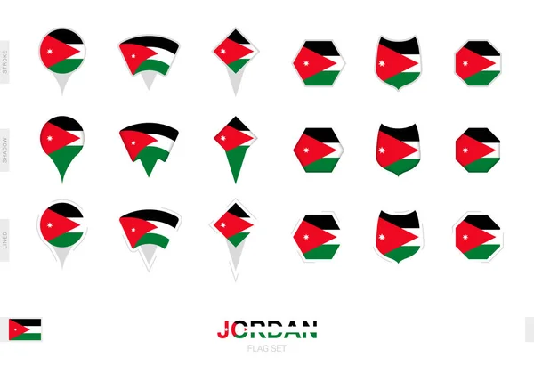 Kollektion Der Jordanischen Flagge Verschiedenen Formen Und Mit Drei Verschiedenen — Stockvektor