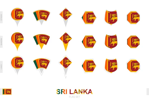 Coleção Bandeira Sri Lanka Diferentes Formas Com Três Efeitos Diferentes —  Vetores de Stock