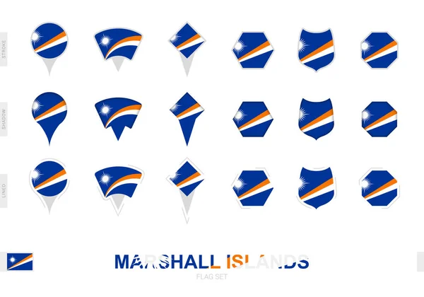 Συλλογή Της Σημαίας Των Νήσων Μάρσαλ Διάφορα Σχήματα Και Τρία — Διανυσματικό Αρχείο