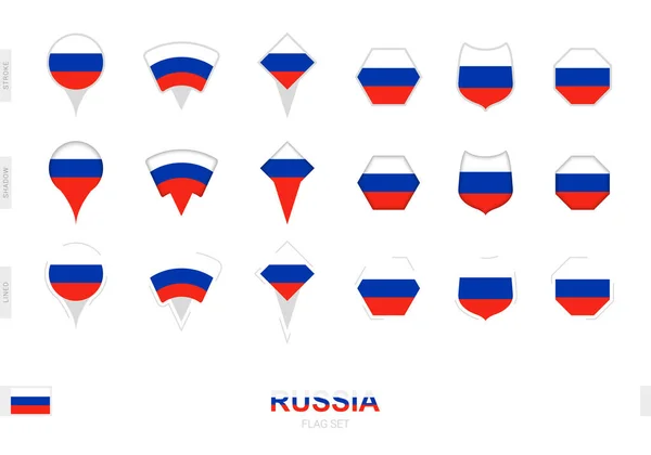 Orosz Zászló Különböző Formájú Három Különböző Hatású Gyűjteménye — Stock Vector