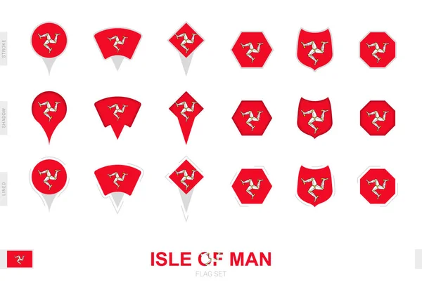 Collezione Della Bandiera Dell Isola Man Diverse Forme Con Tre — Vettoriale Stock