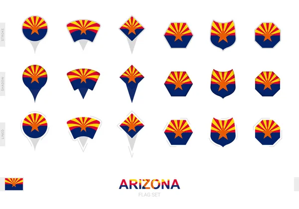 Collection Arizona Flag Different Shapes Three Different Effects — Stock Vector