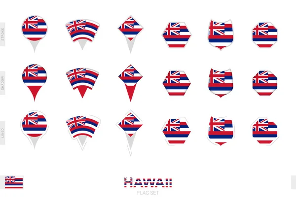 Collection Hawaii Flag Different Shapes Three Different Effects — Stock Vector