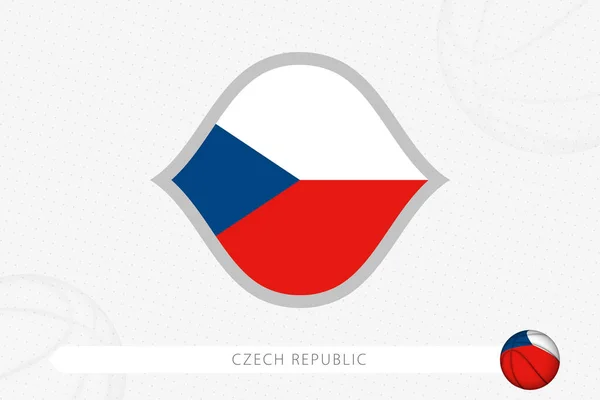 Tjeckien Flagga För Basket Tävling Grå Basket Bakgrund — Stock vektor