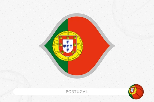 Portugal Vlag Voor Basketbal Competitie Grijze Basketbal Achtergrond — Stockvector