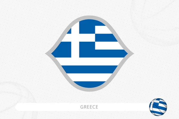 Флаг Греции Баскетбольных Соревнований Сером Баскетбольном Фоне — стоковый вектор