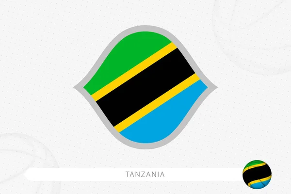 Bandeira Tanzânia Para Competição Basquete Fundo Basquete Cinza —  Vetores de Stock