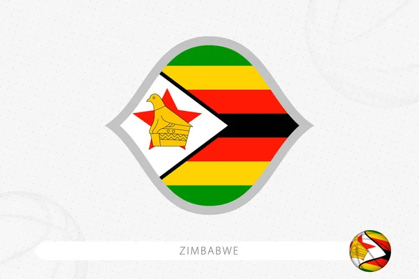 Zimbabwe Vlajka Pro Basketbalové Soutěže Šedém Basketbalovém Pozadí — Stockový vektor
